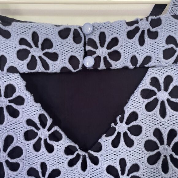 Maeve Quinn Knit Size 0‎ Whimsy Floral 90s Y2K 70s Short Blue Boho Beachy Blue - Picture 4 of 11